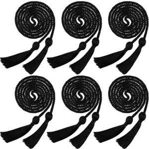 Boao 6 Pcs Graduation Cords, Honor Cords, 2026 Grad Tassel Ropes, 67" Long Braided Cord for 2026 Grad Ceremony Decor Bachelor Gown for Student Master(Black)