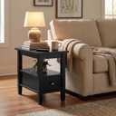 SIMPLIHOME Warm Shaker 14" Wide Solid Wood Square End Table in Black