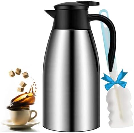68oz Coffee Carafe Airpot Insulated Coffee Urn Stainless Steel Vacuum Thermal Pot Flask for Coffee, Hot Water, Tea, Hot Beverage - Keep 12 Hours Hot, 24 Hours Cold