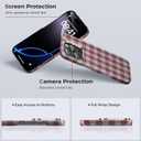 BENKS ArmorVichy Case for iPhone 16 Pro, MagSafe Compatible Slim Protective Case Built with Dupont Kevlar Fiber, Anti-Fingerprint UV Finish, Vichy Check Design, Red