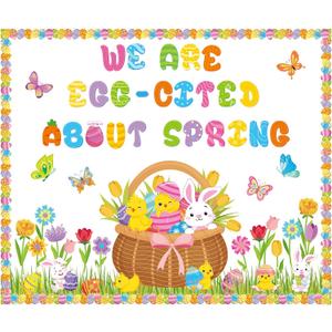 Pasimy Easter Bulletin Board Decorations Set Christian Easter Classroom Decorations Easter Bunny Egg Paper Cut Outs for School Nursery Spring Easter Birthday Party Supplies(Bunny)