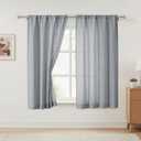 OVZME Grey Curtains 54 Inch Length 2 Panels Set, Light Filtering Textured Faux Linen Fabric Window Curtains for Bedroom, Rod Pocket Modern Drapes for Living Room Basement, 2x42Wx54L Inches