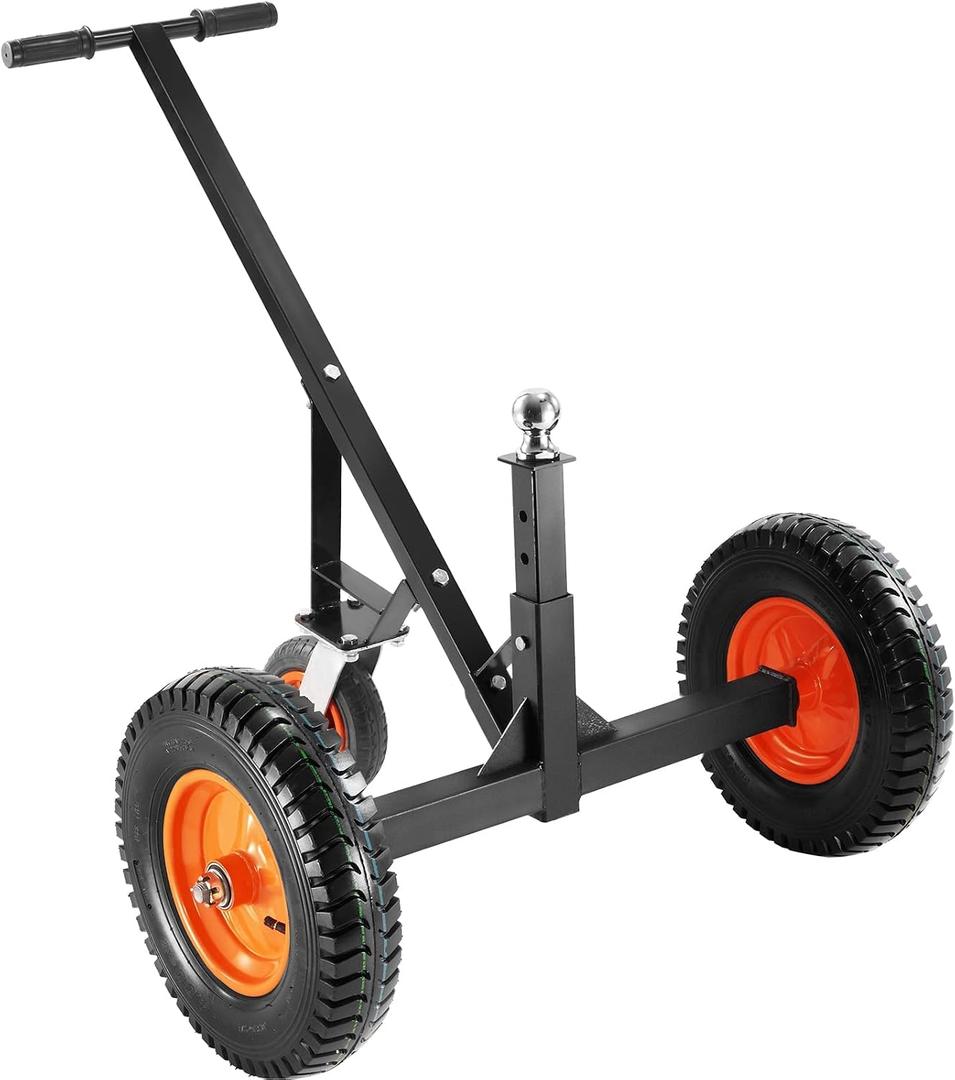 VEVOR Adjustable Trailer Dolly, 1000lbs Tongue Weight Capacity, Carbon Steel Trailer Mover with 19''-26'' Adjustable Height & 2'' Ball, 16'' Pneumatic Tires & Universal Wheel, for Moving RV Trailer