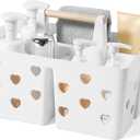 Portable Shower Caddy Plastic Shower Basket Organizer Divided Bathroom Caddy Storage Cleaning Caddy Tote with Handle for College, Dorm Room, Kitchen, White