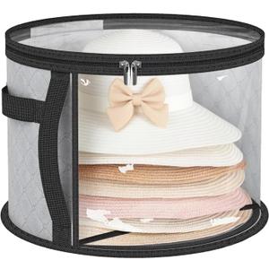 Oversized Clear Hat-Organizer Bag for Travel and Storage, Large Capacity Caps Cowboy Hat-Storage for Closet With Handles, Hat Box Storage for Women & Men (Grey)