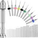 Zhehao 59 Pieces Hand Drill Bits Set Include 49 Pcs Metal Pin Vise Hand Drill Micro Mini Twist Bits and 10 Pcs Tungsten Carbide PCB Rotary Tools for Resin Polymer DIY Jewelry Making Carving(Silver)