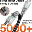 50 ft 16/3 awg 3 Outlet Extension Cord Splitter with Indicator, Waterproof Outdoor Extension Cord with Multiple Outlets, 13A 1625W for Home & Workshop, ETL Listed, Black SJTW