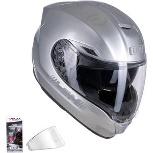 LEM Motorcycle Helmets Full Face, Helmets for Men DOT Certified, PINLOCK & DVS Dual Vision, Motorcycle Street Bike Helmet for Adults Fiberglass Shell Bluetooth Ready for Cruiser(Silver, Size XL)