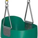 Jungle Gym Kingdom Baby Swing Outdoor - Heavy Duty Toddler Swing Set Accessories, High Back, Full Bucket Seat with Coated Chains for Outdoor Use - Fully Assembled - Green