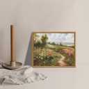 OIQArtOIQ Framed Wall Art Vintage Wall Decor Wildflower Fields Canvas Art Spring Florals Pictures Cottage Paintings Landscape Prints Countryside Artwork For Kitchen Bedroom Living room (8x10 in, Pastoral Pathway)