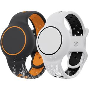 Waterproof Bracelet Compatible with AirTag for Kids (2 Pack), Protective Case GPS Tracker Holder for Child with Full Coverage Hidden Design, Soft Silicone Anti-Lost Wristband Cover for Toddler WBGO (White Black+Dark Grey Orange)