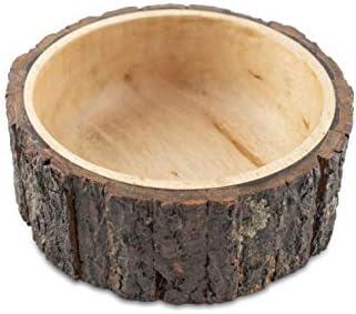 GoCraft Wood Potpourri Bowl with Tree Bark, Small, 6" Diameter x 3" Height, Wooden Decorative Bowl