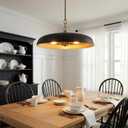 Oversized Large Pendant Lights 20 Inch, 3-Lights Black and Gold Metal Dome Chandelier, Industrial Pendant Lights Kitchen Island Ceiling Hanging Light for Dining Room Over Table, Bar, Cafe