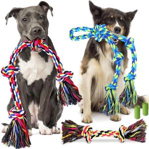 Tough & Strong Dog Toy for Aggressive Chewers  Tough Chew Toys for Large Dogs, Ideal for Tug-of-War & Teeth Cleaning, with 3 Rope Toys & 2 Dog Bags (Regular color)