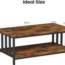 Homeiju Coffee Table for Living Room, Farmhouse Living Room Table with Slatted Sides Frame for Home Office, Apartment, 39 inch Rustic Black and Brown, 39.4L*21.6W*18.1H