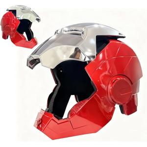 Wearable Hero-Style Helmet with Glowing Eyes – Cosplay Mask for Kids and Teens,Great for Halloween,Birthday Gifts (Red, M)