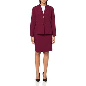 Le Suit Womens Jacket/Skirt Suit Bordeux, Size 6