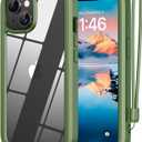 ANB for iPhone 14 case & iPhone 13 case,Soft Silicone and Clear Hard PC Back 3in1 Full Body Shockproof Heavy Duty Military-Grade Drop Protection Cover, 6.1 inch (Green)