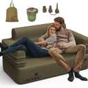 Inflatable Couch Multifunctional Durable Inflatable Sofa with Built in Pump Double Loveseat Portable Blow Up Couch for Camping Outdoor Travel Home Backyard Patio, Olive Drab (Loveseat)