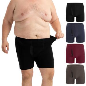 INNERSY Men's Big and Tall Boxer Briefs Cotton Moisture Wicking XL-6XL Underwear 4-Pack