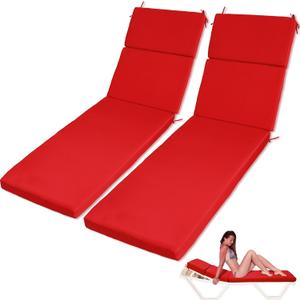 SmoothNovelty 2 Pcs Indoor Outdoor Chaise Lounge Cushions Sponge Bench Outdoor Furniture Chaise Cushions Patio Chair Furniture Replacement (Bright Red), 14.37 x 11.02 inches