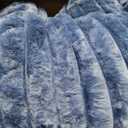 Headboard Pillow + A Long Neck Roll Pillow Body Pillow，Faux Fur Headboard Wedge Pillow with Removable Cover (Blue, Twin：39x8x20 inches)