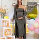 Rnxrbb 2 PCS Tube Baby Shower Maternity Dress Cardigan Set Summer Bodycon Maternity Dresses Long Gender Reveal (S)
