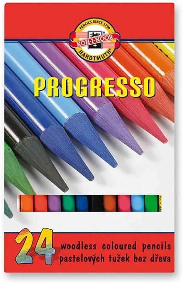 Koh-I-Noor Progresso Woodless Coloured Pencil Set (Set of 24) (24 Count (Pack of 1))
