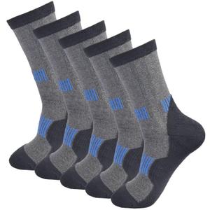 Men's Black Cushioned Anti Odor Blister Resistant Crew Compression Hiking Trekking Mountaineering Socks,Size 7-12
