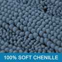 H.VERSAILTEX Bath Mats for Bathroom Non Slip Extra Thick Chenille Striped Bath Rug 24" x 36" Absorbent Non Skid Fluffy Soft Shaggy Rugs Washable Plush Mats for Indoor, Bath Room, Tub - Stone Blue