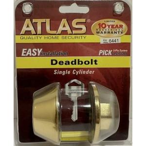 ATLAS - EASY INSTALLATION - DEADBOLT - NEW - BRASS - SINGLE CYLINDER