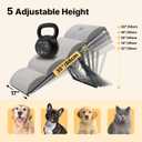 Veehoo Dog Ramp for Bed Couch Height Adjustable from 12" to 20", Foldable Stairs for Dogs to Get on Bed 17" Extra Wide, Portable Pet Doggie Steps Indoor with Non Slip Pad, Support up to 150 lbs