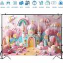 Pink Castle Flowers Photography Background Fantasy Fairy Tale Wonderland Background Pink Princess Castle Backdrop Girl Baby Kids Birthday Wedding Baby Shower Party Banner (A1, 7x5feet)