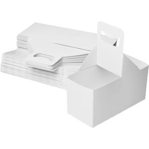 Kraft Cofee Drink Carrier with Handle - 30 Pack 2 Cup Kraft Paperboard Cup Holder Bulk Disposable Cardboard Drink Carrier for 12-32 OZ Drinks, Takeout, Candy, Cafe and Restaurant Food Service Delivery (6.77 x 3.07 x 7.87inch)