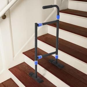 Height & Width Adjustable Stair Assist Cane for Seniors, Customizable to fit Most Indoor/Outdoor Steps, Wide Anti-Slip Base (Classic Black)