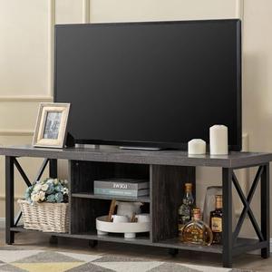 GAZHOME TV Stand for TV up to 65 Inches, TV Cabinet with Open Storage, TV Console Unit with Shelving for Living Room, Entertainment Room, Rustic Brown
