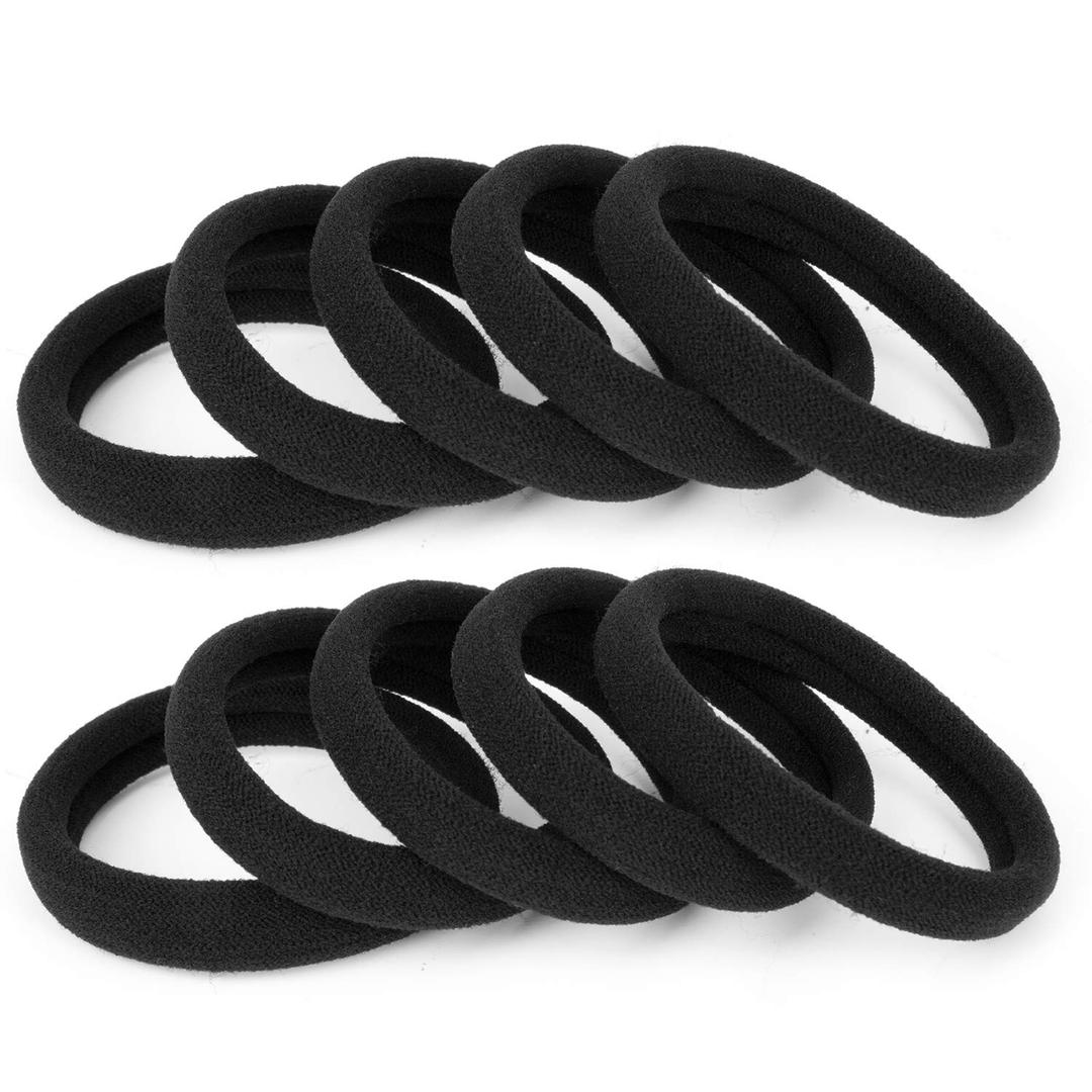 100PCS Large Cotton Ponytail Holders, Seamless Hair Ties, Elastics Hair Bands No Damage for Thick, Heavy and Curly Hair, 2 Inch Diameter by BAOLI (Black)