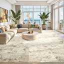 Toneed Abstract Area Rug 7x9 Modern Washable Rug Soft Non Slip Rug Low Pile for Bedroom Living Room Dining Room Beige