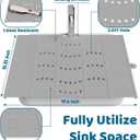 Bathroom Sink Cover for Counter Space, Foldable Silicone Makeup Mat for Hair Styling and Hot Tools, Steel Frame Core Sink Organizer for RV Camper and Small Vanity, DIY Cut to Fit, Grey