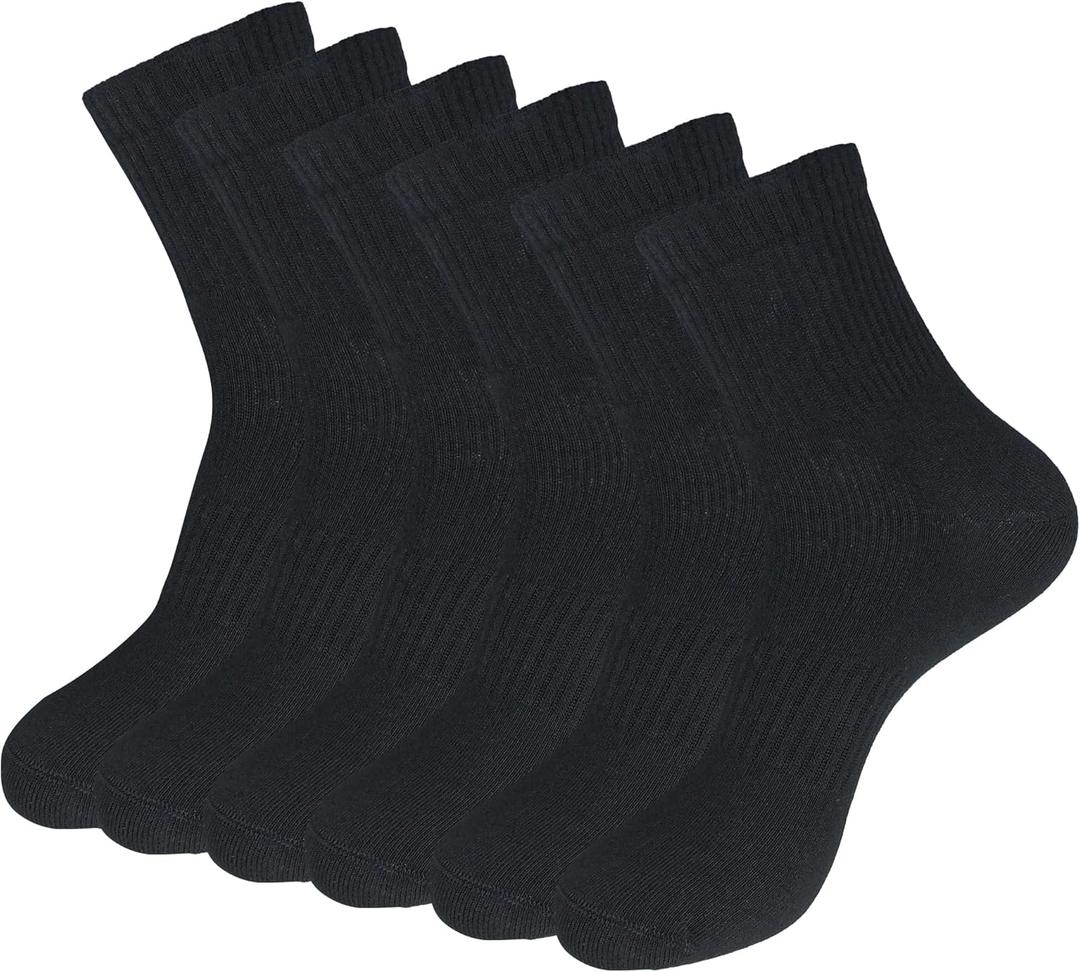 Mens 6-Pack Black Anti Odor Blister Resistant Seamless Cotton Moisture Wicking Ankle Dress Socks, Size 7-11