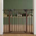 Mom's Choice Award Winner-Babelio 26-40" Metal Baby Gate with Black Wood Pattern, PressGuard C5 Easy Install Pressure Mounted Dog Gate for Stairs and Doorways, with Wall Protectors and Extension Kits