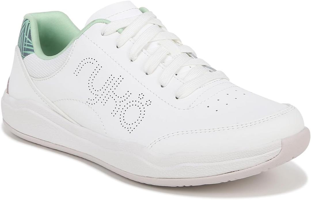 Ryka Women's, Courtside Pickleball Shoe (5.5, White/Green Palm)