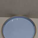 Spsyrine Round Blue Decorative Tray, 13" Plastic Serving Table Tray with Handles for Breakfast, Ottoman, Coffee Table, Bathroom, Kitchen, Living Room