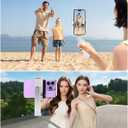 yAyusi New Ultra Mini Selfie Stick for iPhone, Extendable Aluminum Portable Selfie Stick with Remote, Compact Phone Selfie Sticks Compatible with 4-7" Phones for Vlog/Video Record/Live Stream (White)