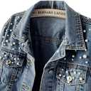Pearl Bride Denim Jacket Custom Mrs Bride Bachelorette jacket Hen party gift (S)