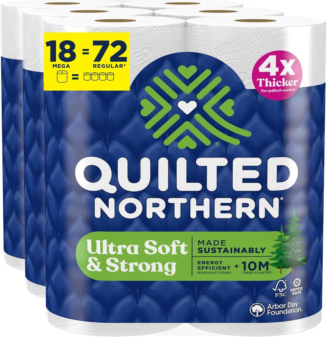 Quilted Northern Ultra Soft & Strong Toilet Paper, 18 Mega Rolls = 72 Regular Rolls, 5X Stronger*, Premium Soft Toilet Tissue