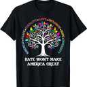 Hate Won't Make America Great Kindness Peace Inclusion T-Shirt, Black 