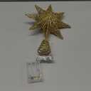 JOIEDOMI 8" Metal 8-Point Star Christmas Tree Topper LED, Glitter Golden Treetop Decorations with 20 Warm White Lights, Battery Powered Decor for Home Holiday Xmas Party Indoor