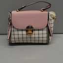 Xiaoyu Small Purses and Handbags for Women Fashion Teenage Girls Crossbody Bag Lightweight Shoulder Bag Plaid Pattern Satchel (Pink)