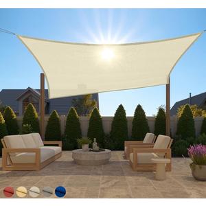 GORILLA GRIP Heavy Duty Sun Shade, UV Protection Fade Tear and Rust Resistant Rectangle Sunshade Canopy, Curved Edges Blocks Sunlight, Breathable Sail, Outdoor Patio, Lawn Garden, 6x10 FT Butter Cream